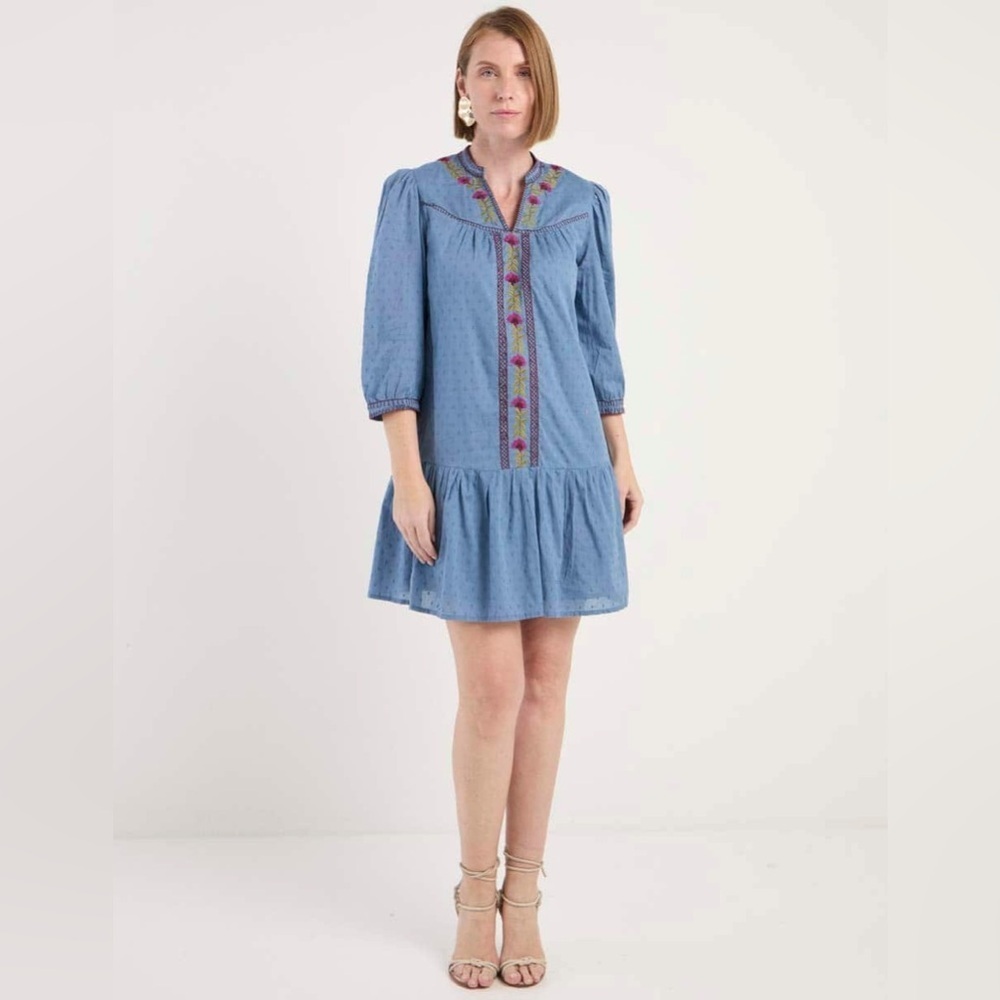 Maggy London blue enbroidered midi dress size 3x - Picture 7 of 9
